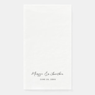 Modern White Black Hand Lettered Wedding Paper Guest Towels