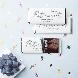 Modern White Black Happy Retirement Personalized  Hershey Bar Favors