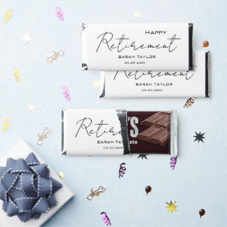 Modern White Black Happy Retirement Personalized  Hershey Bar Favors