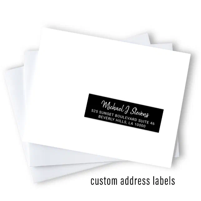 Modern White Black Individual Guest Address Labels 