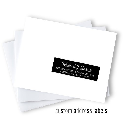Modern white black individual guest address labels