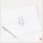 Modern White Black Leafy Crest Monogram Wedding Classic Round Sticker<br><div class="desc">Introducing our Modern White Black Leafy Crest Monogram Wedding Round Sticker - the perfect way to add a touch of elegance and sophistication to your wedding invitations. This stunning sticker features a hand drawn leafy wreath encircling a modern monogram, personalized in elegant typography. It's trimmed in a delicate frame for...</div>