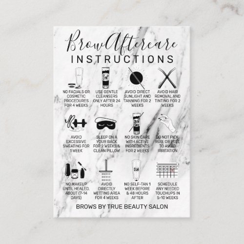 Modern White Black Marble Brows Aftercare Icon Business Card