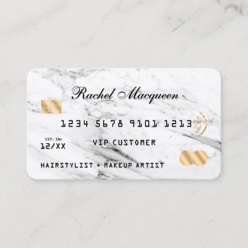 Modern White Black Marble Gold Credit Business Card