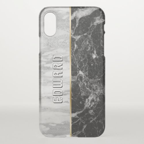 Modern White  Black Marble Print iPhone X Case