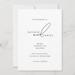 Modern White Black Minimal Classic Chic Wedding Invitation