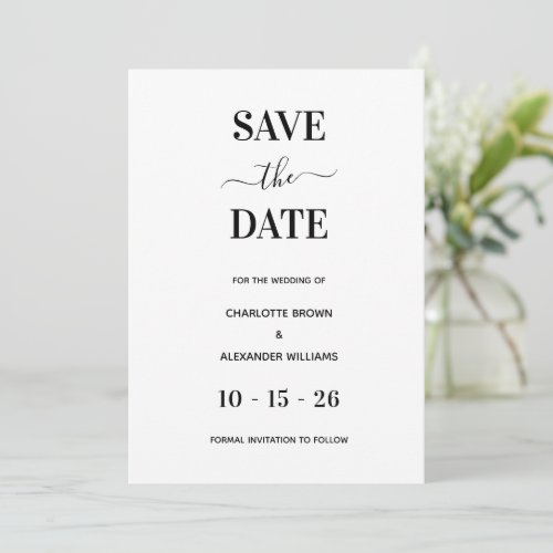 Modern White  Black Minimal Save The Date