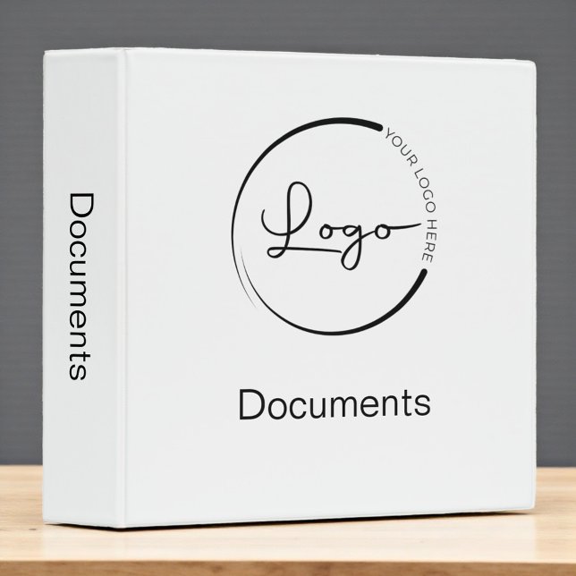 Modern White Black Minimalist Logo Professional 3 Ring Binder (Creator Uploaded)