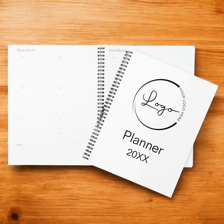 Modern White Black Minimalist Logo Professional Planner