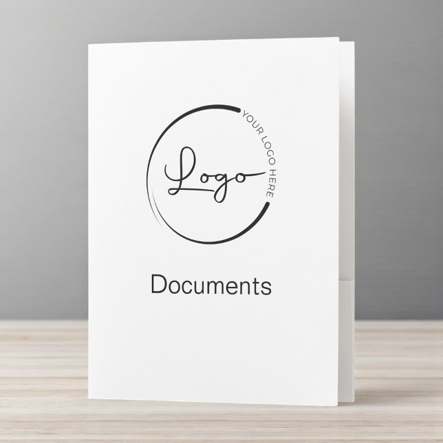 Modern White Black Minimalist Logo Professional Pocket Folder (Creator Uploaded)