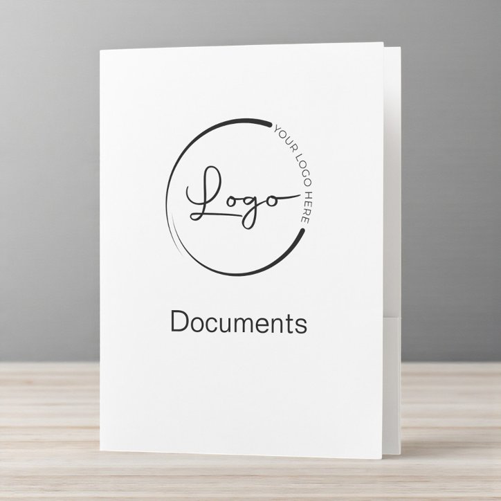 Modern White Black Minimalist Logo Professional Pocket Folder