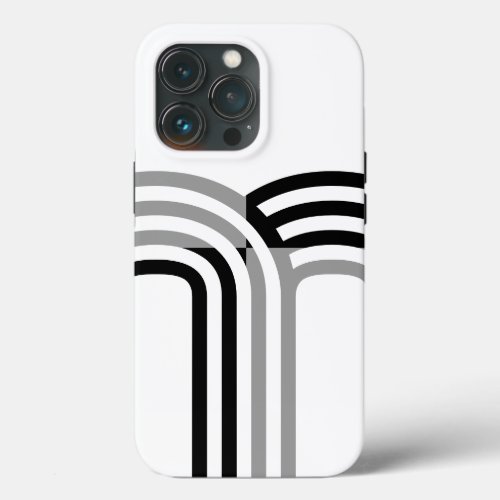 Modern White Black Monotone Initial Pattern iPhone 13 Pro Case