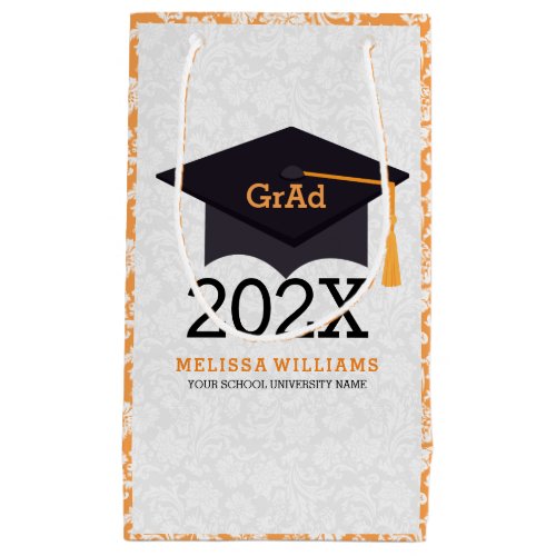 Modern White Black  Orange Graduation 2016 Design Small Gift Bag