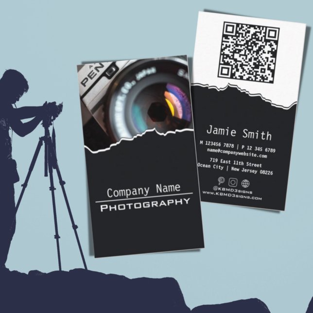 Modern White & Black Photography Business Card (Creator Uploaded)