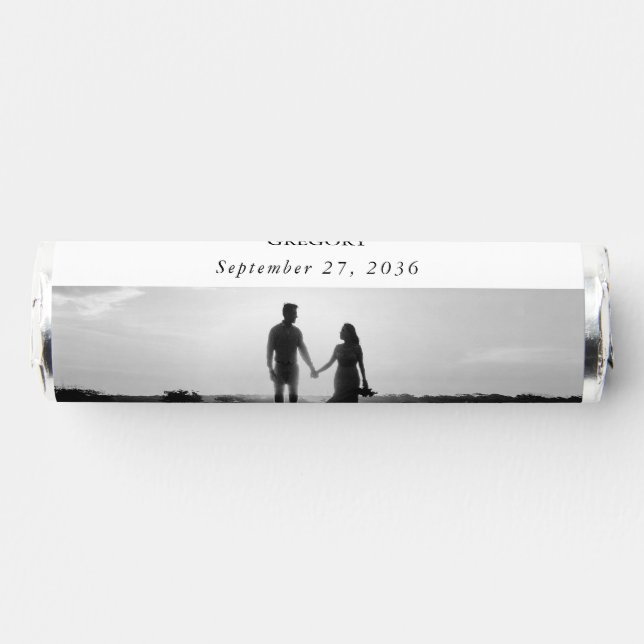 Modern White & Black Script Couple Photo Wedding Breath Savers® Mints (Front)