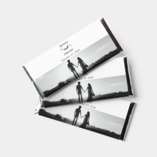 Modern White & Black Script Couple Photo Wedding Hershey Bar Favors