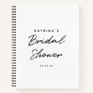 Modern White Black Simple Bridal Shower Gift List Notebook