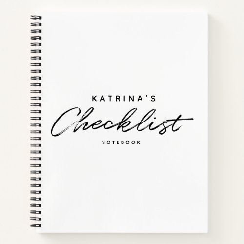 Modern White Black Simple Checklist Notebook