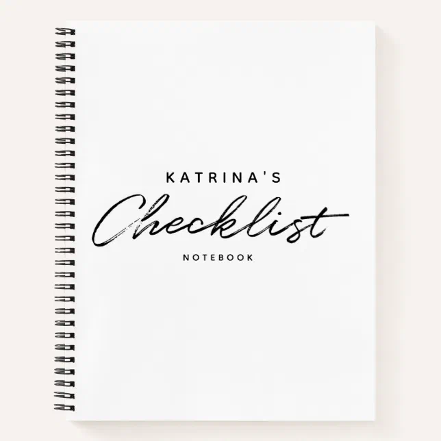 Modern White Black Simple Checklist Notebook | Zazzle