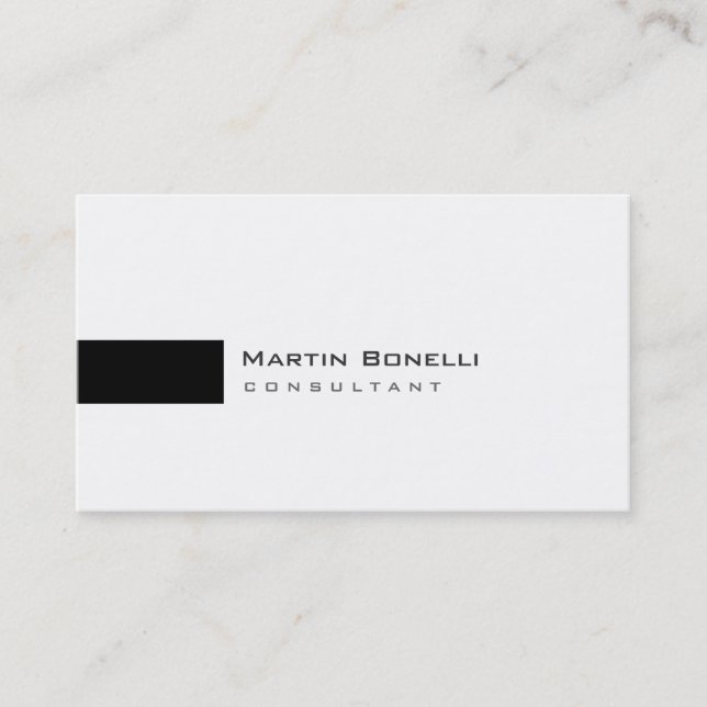 Modern White Black Simple Consultant Business Card (Front)