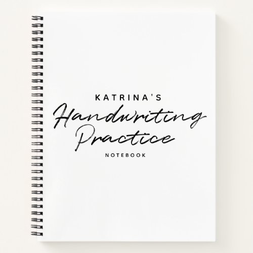 Modern White Black Simple Handwriting Practice Notebook
