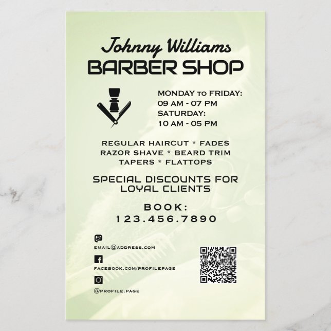 Modern white black style barber flyer (Front)
