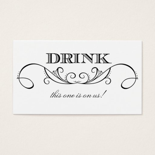 Customizable Modern White &amp; Black Swirl Wedding Drink Ticket Business Card Template