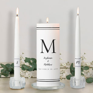 Modern White & Black Wedding Ceremony Bride Groom Unity Candle Set