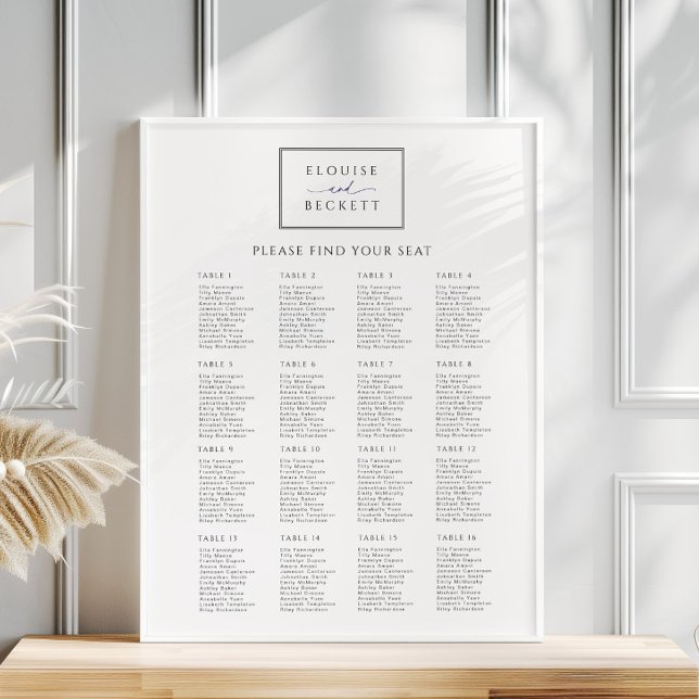 Modern White Black Wedding Seating Chart Poster (Creator Uploaded)