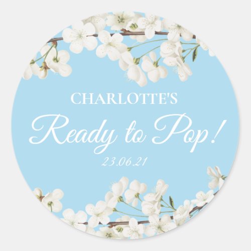 Modern White Blossom Ready to Pop Classic Round Sticker