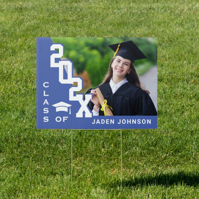 Modern White Blue 2026 Graduation Banner Yard Sign | Zazzle