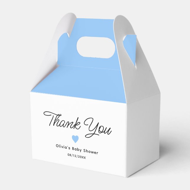 Modern White Blue Boy's Baby Shower Favor Boxes (Front Side)