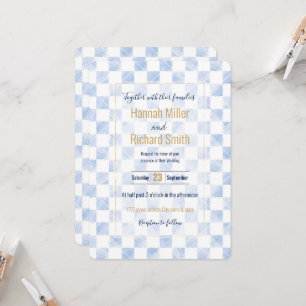 Modern White Blue Checkerboard Pattern