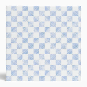 Modern White Blue Checkerboard Pattern 3 Ring Binder
