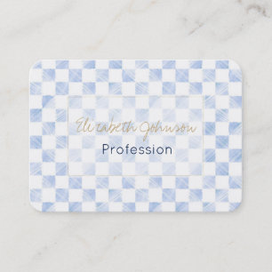 Modern White Blue Checkerboard Pattern Business Card