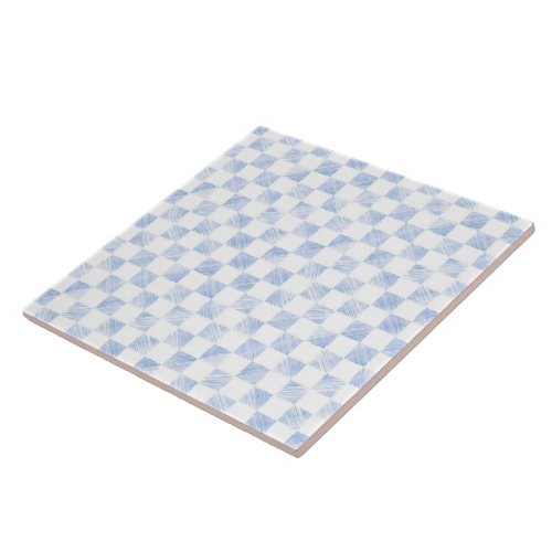 Modern White Blue Checkerboard Pattern Ceramic Tile