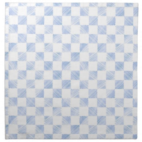 Modern White Blue Checkerboard Pattern Cloth Napkin