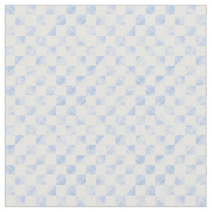 Modern White Blue Checkerboard Pattern Fabric