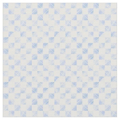 Modern White Blue Checkerboard Pattern Fabric