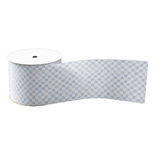 Modern White Blue Checkerboard Pattern Grosgrain Ribbon