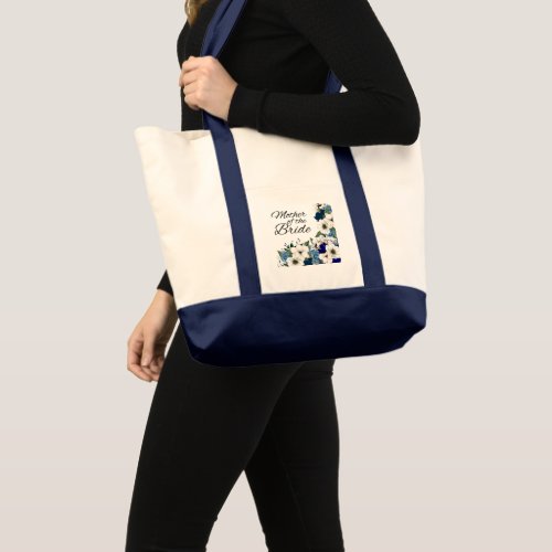 Modern White Blue Floral Mother Of The Bride  Tote Bag