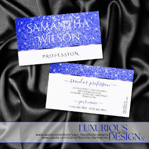 Modern White Blue Glitter Sparkling Stars Elegant Business Card