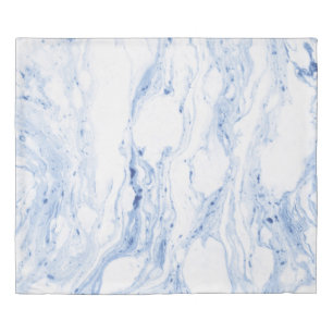 Modern White & Blue-Gray Marble Stone Print Duvet Cover
