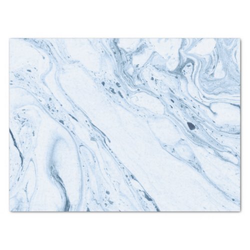 Modern White  Blue_Gray Marble Swirls Tissue Paper