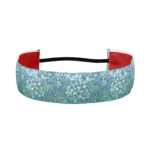 Modern White Blue Green Cherry Blossom Watercolor Athletic Headband