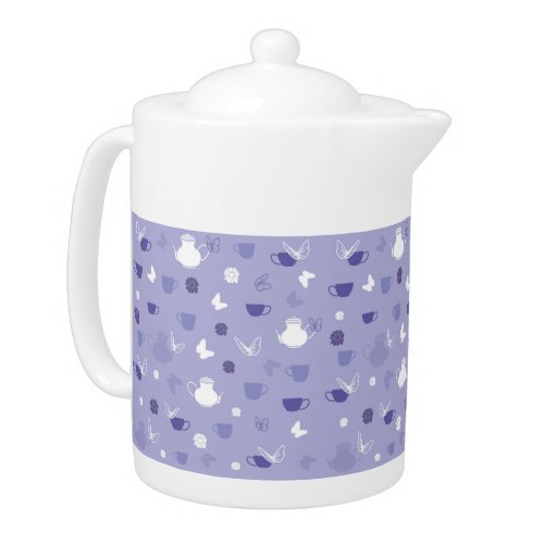 Modern White Blue Personalized Custom Photo Teapot