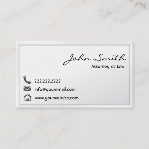 Modern White Border Attorney Business Card