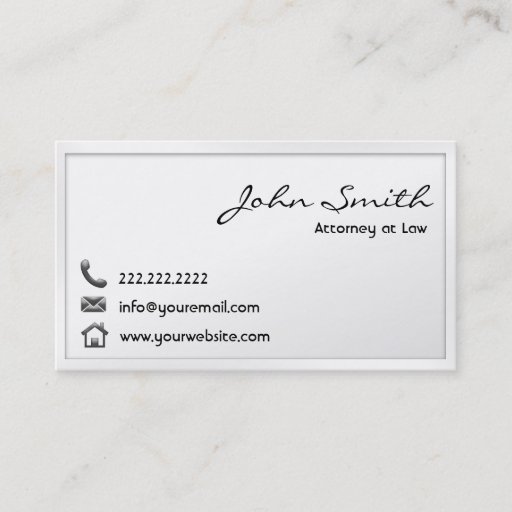 Customizable Modern White Border Attorney Business Card