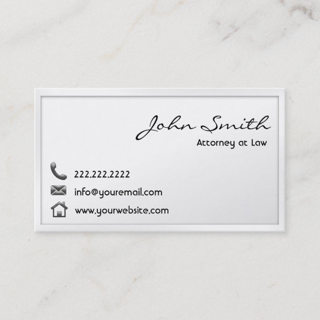 Modern White Border Attorney Business Card (Front)