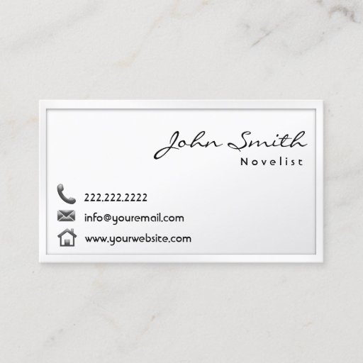 Customizable Modern White Border Novelist Business Card